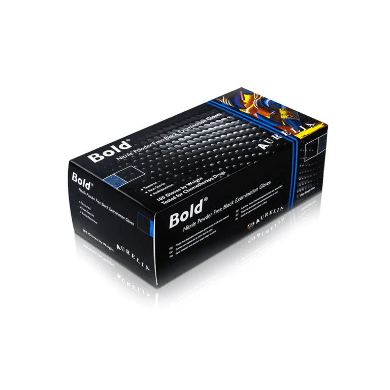 Aurelia Bold Nitrile Powder Free Black Gloves - XLarge - Pack 100