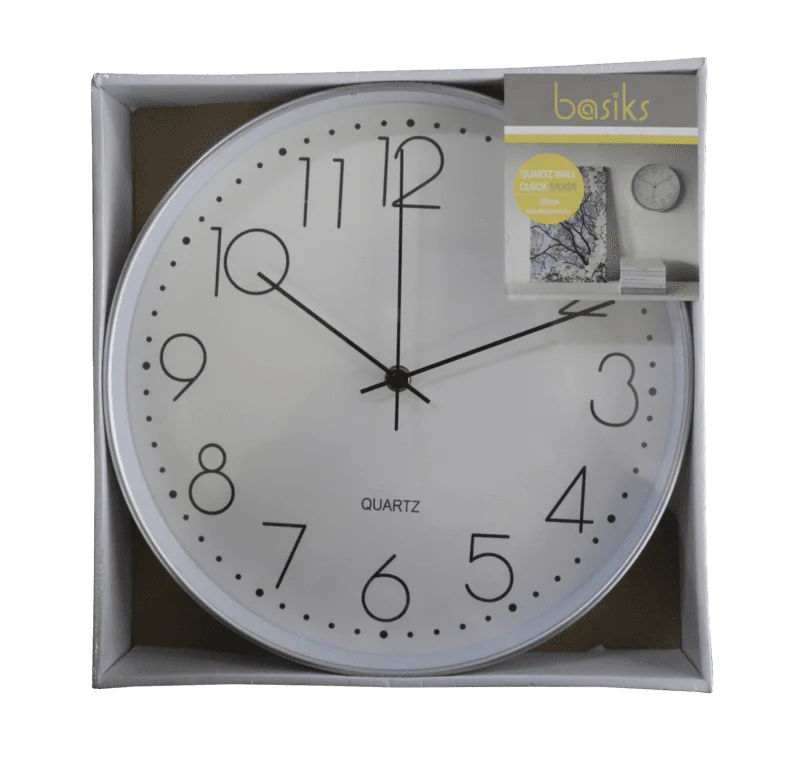 Basiks 30cm Quartz Wall Clock - Silver