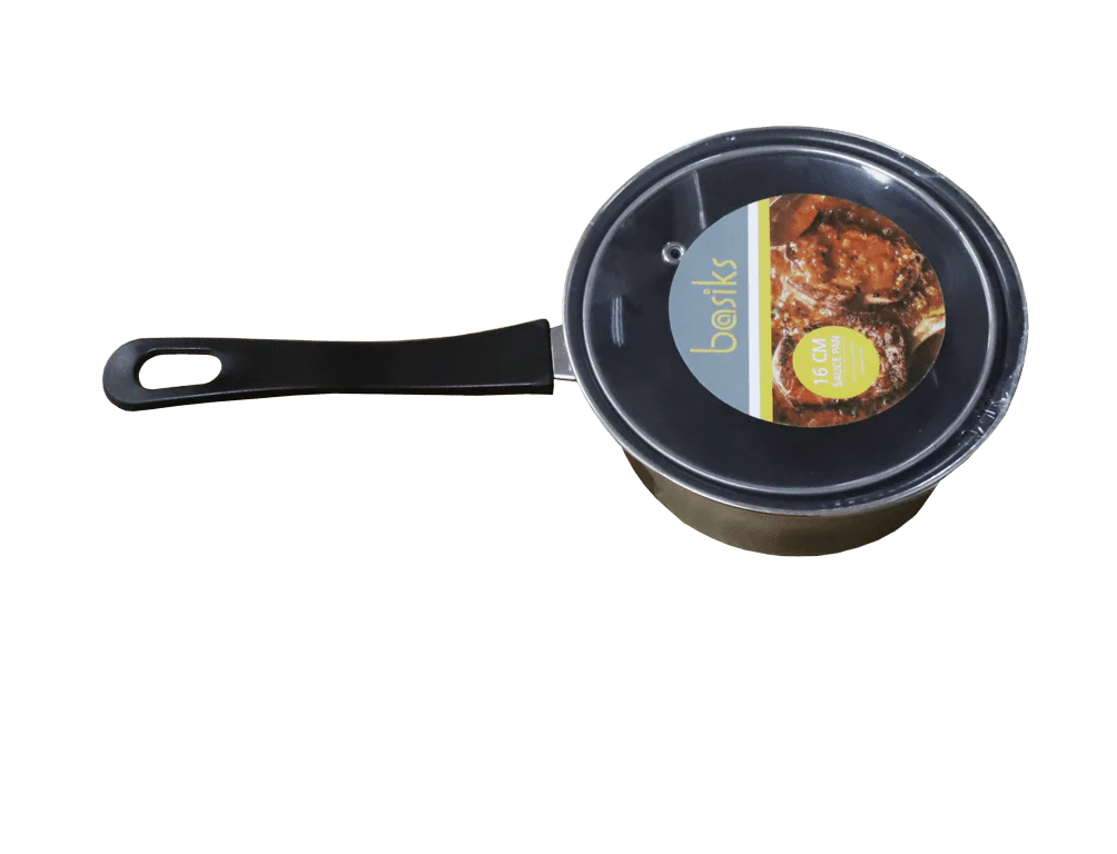 Basiks Carbon Steel Saucepan And Lid - 16cm