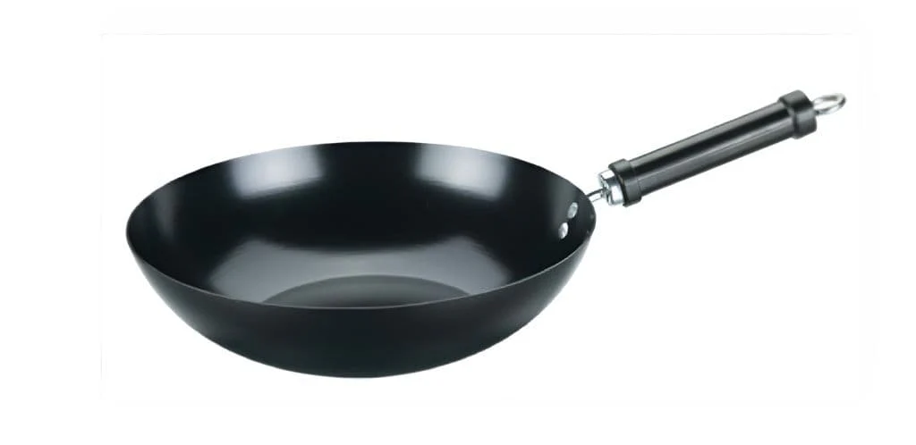 Basiks Carbon Steel Wok + Wood Handle - 30cm