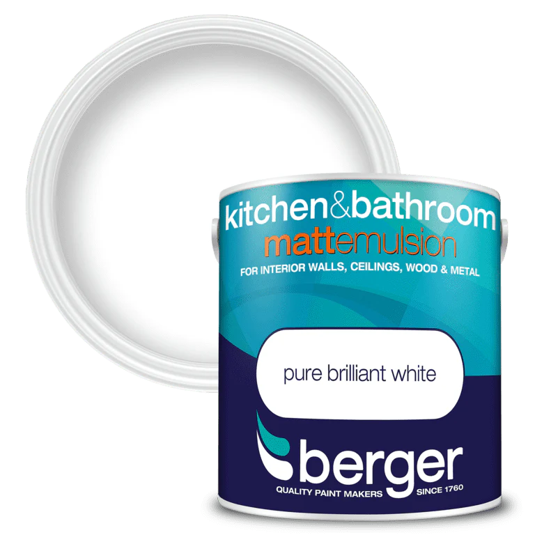 Berger Kitchen & Bathroom Matt Emulsion - 2.5L Brilliant White