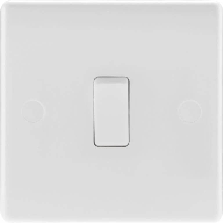 BG 2 Way White Round Edge Switch - 1 Gang