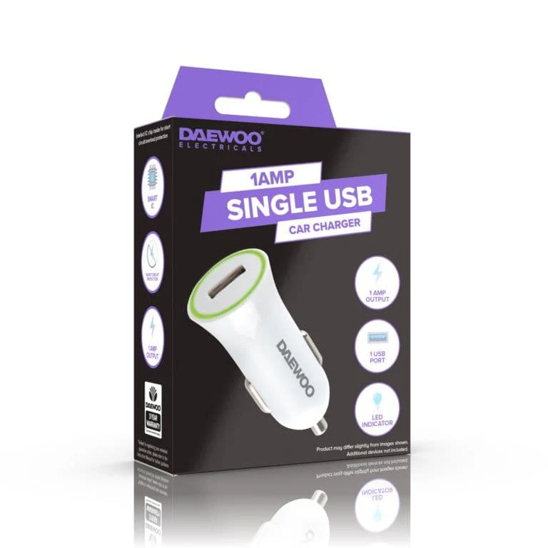 Daewoo Single USB Car Charger - 1A