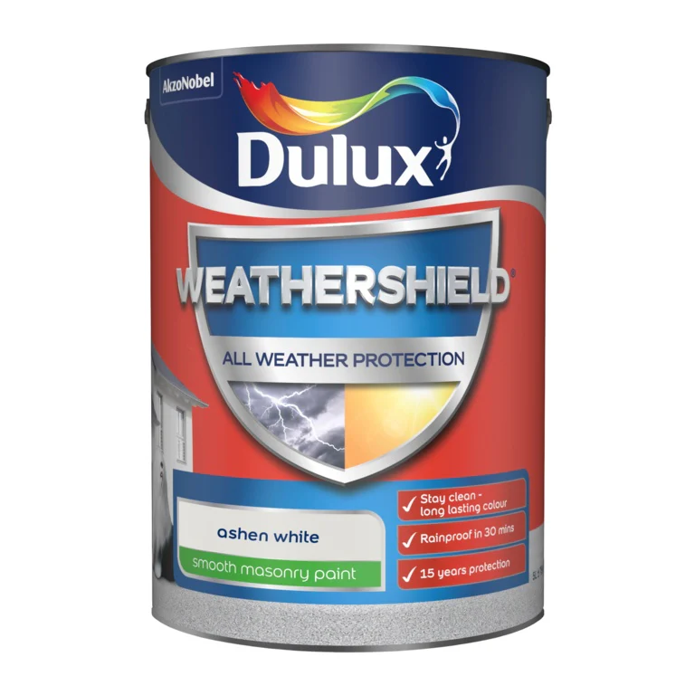Dulux Weathershield Smooth Masonry Paint 5L - Ashen White