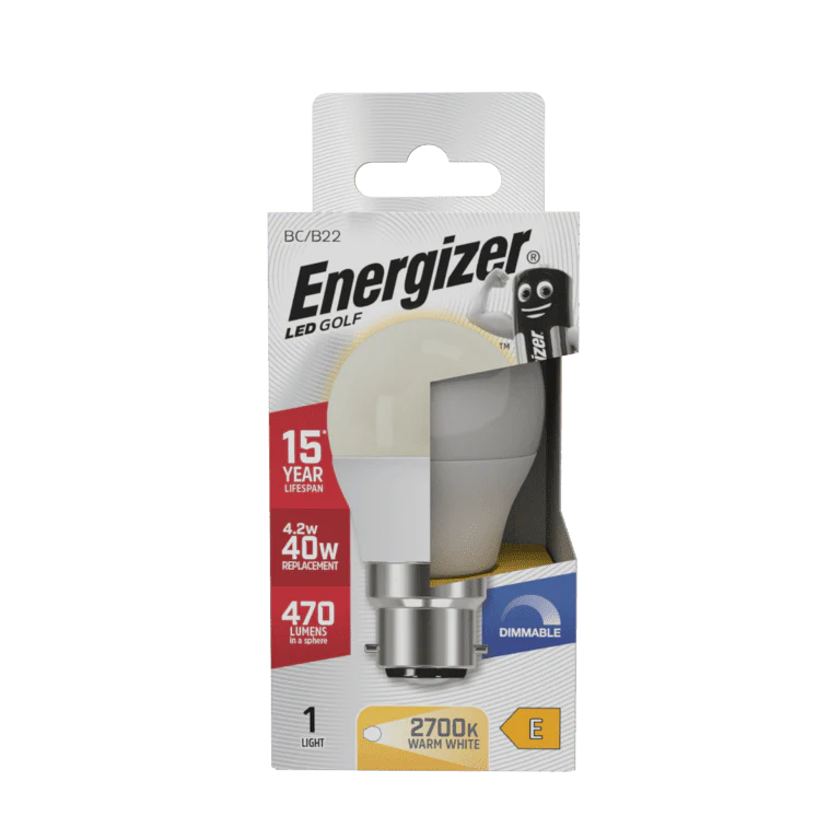 Energizer LED Golf 470lm Opal B22 Dimmable - 4.2w