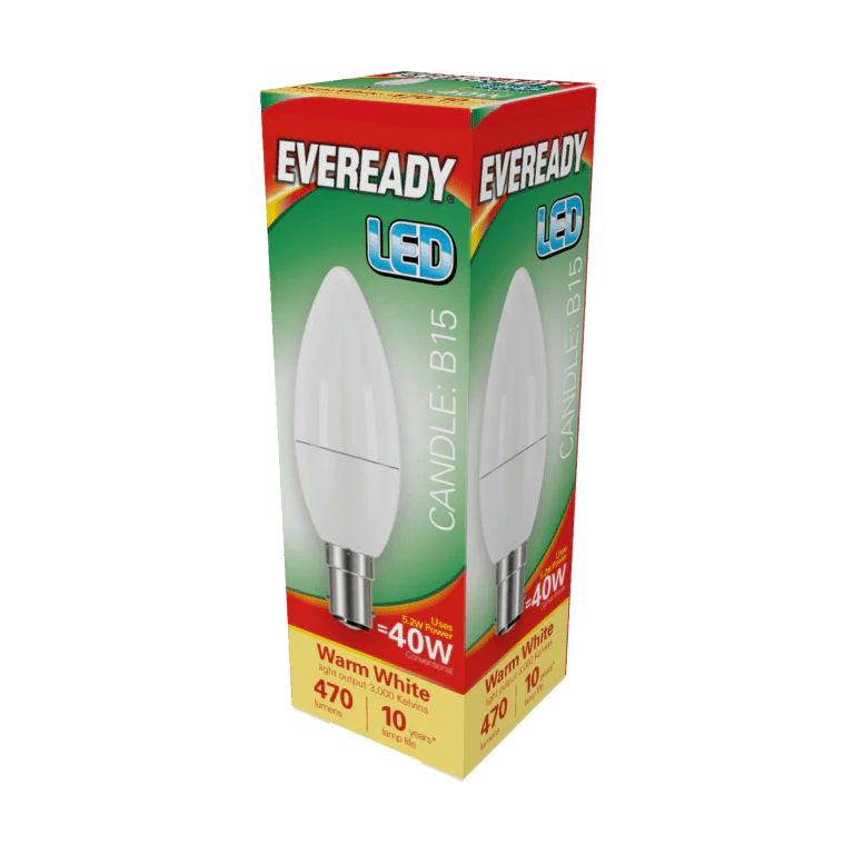 Eveready LED Candle 6W - 470lm Warm White 3000k B15