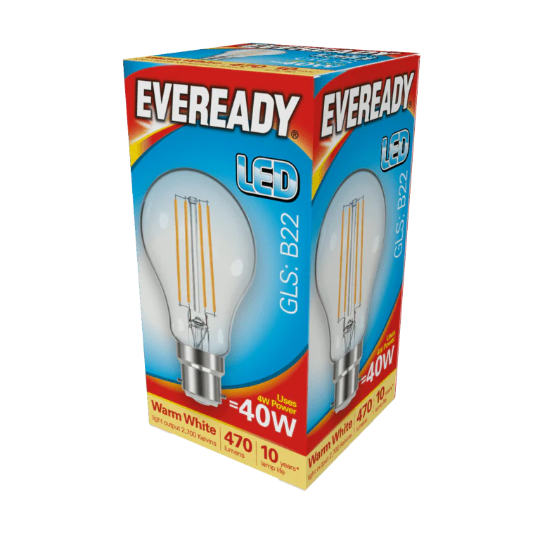 Eveready LED Filament GLS B22 470LM BC - 4W 27000K