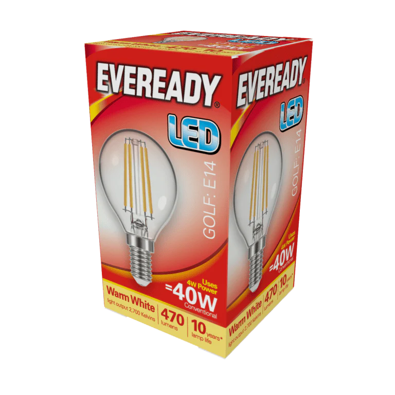 Eveready LED Filament Golf 470LM E14 SES - 4W 27000K