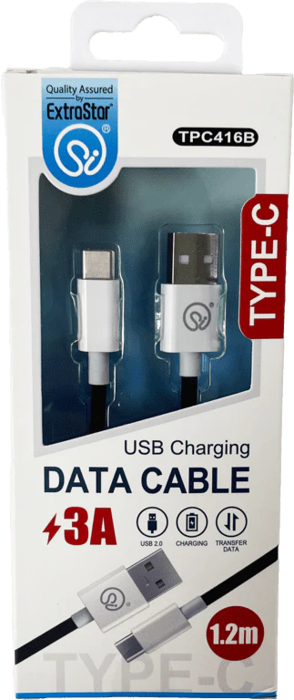 Extrastar Type C Charging Data Cable 1.2m - Black