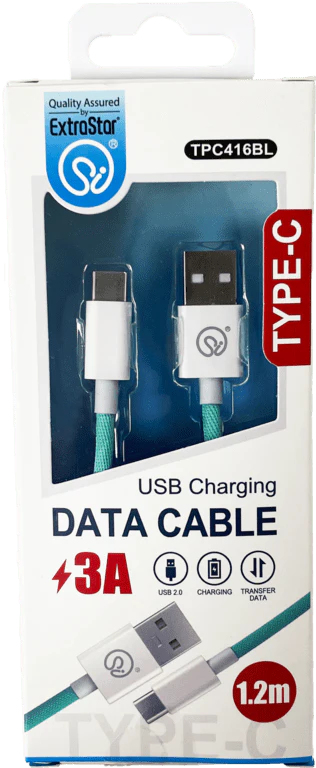 Extrastar Type C Charging Data Cable 1.2m - Blue
