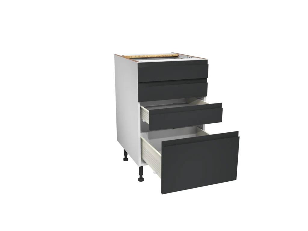 Gower Rapide+ Capri Dark Matt Grey 4 Drawer Base Unit - 500mm