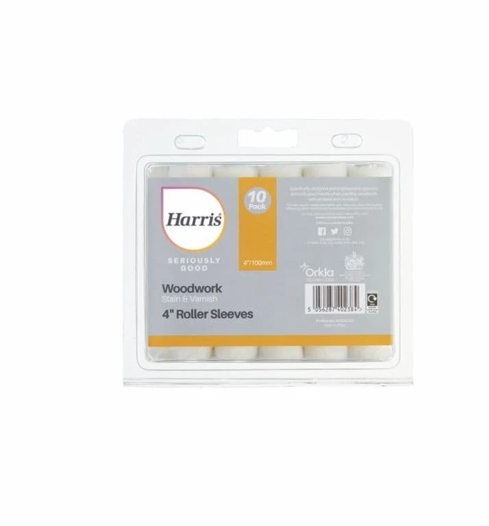 Harris Seriously Good Woodwork Stain & Varnish Sleeve 4" - Pack 10