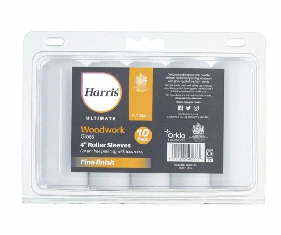 Harris Ultimate Woodwork Gloss Sleeve - 4" 10 Pack