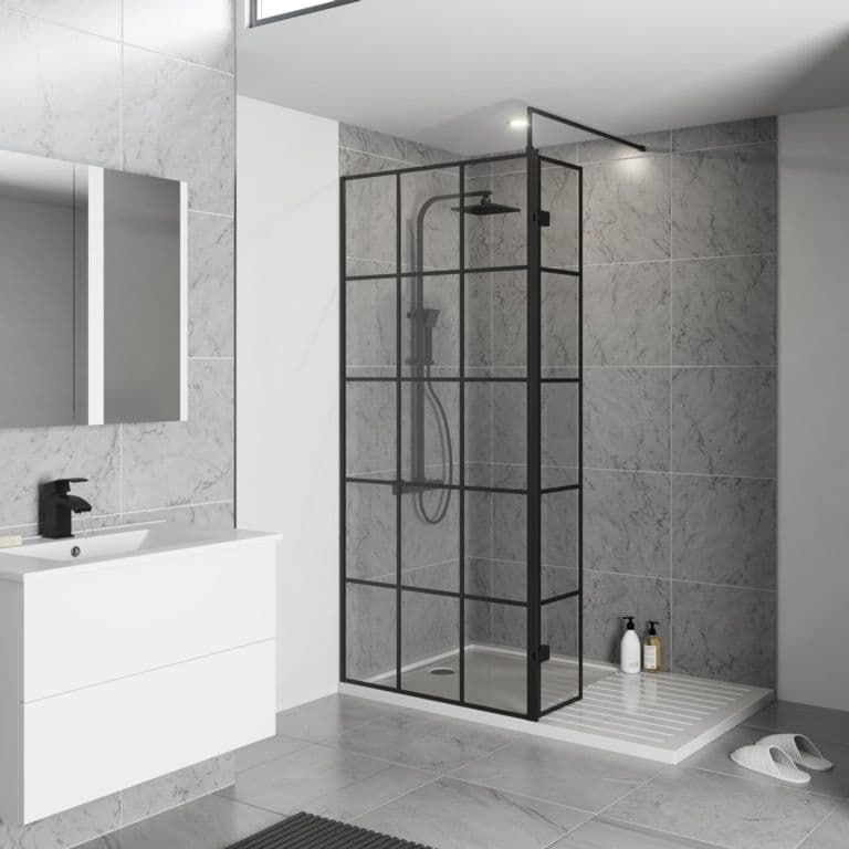 Kartell Krittal Wetroom Screen Black - 1200mm