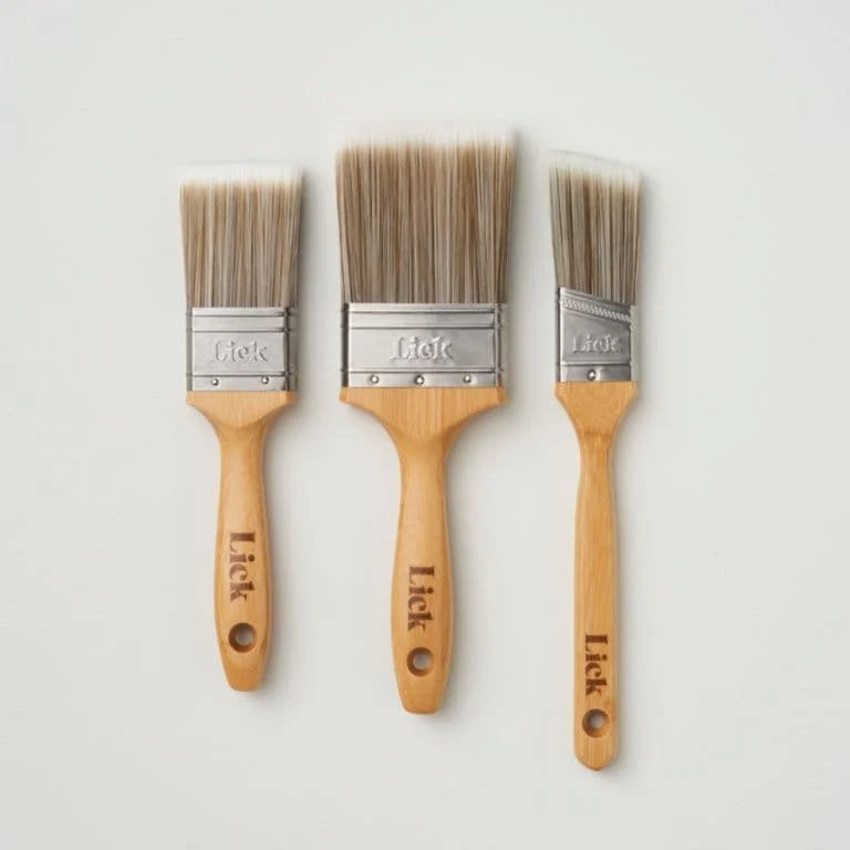 LickTools Bamboo Handle Brush Set - 1.5" Angled / 2" Flat / 3" Flat