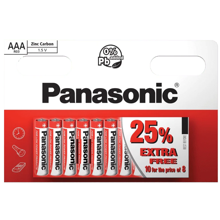 Panasonic Zinc AAA Batteries - Pack 10