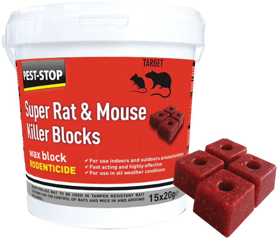 Pest-Stop Super Rat Mouse Killer Wax Block - 15 x 20g