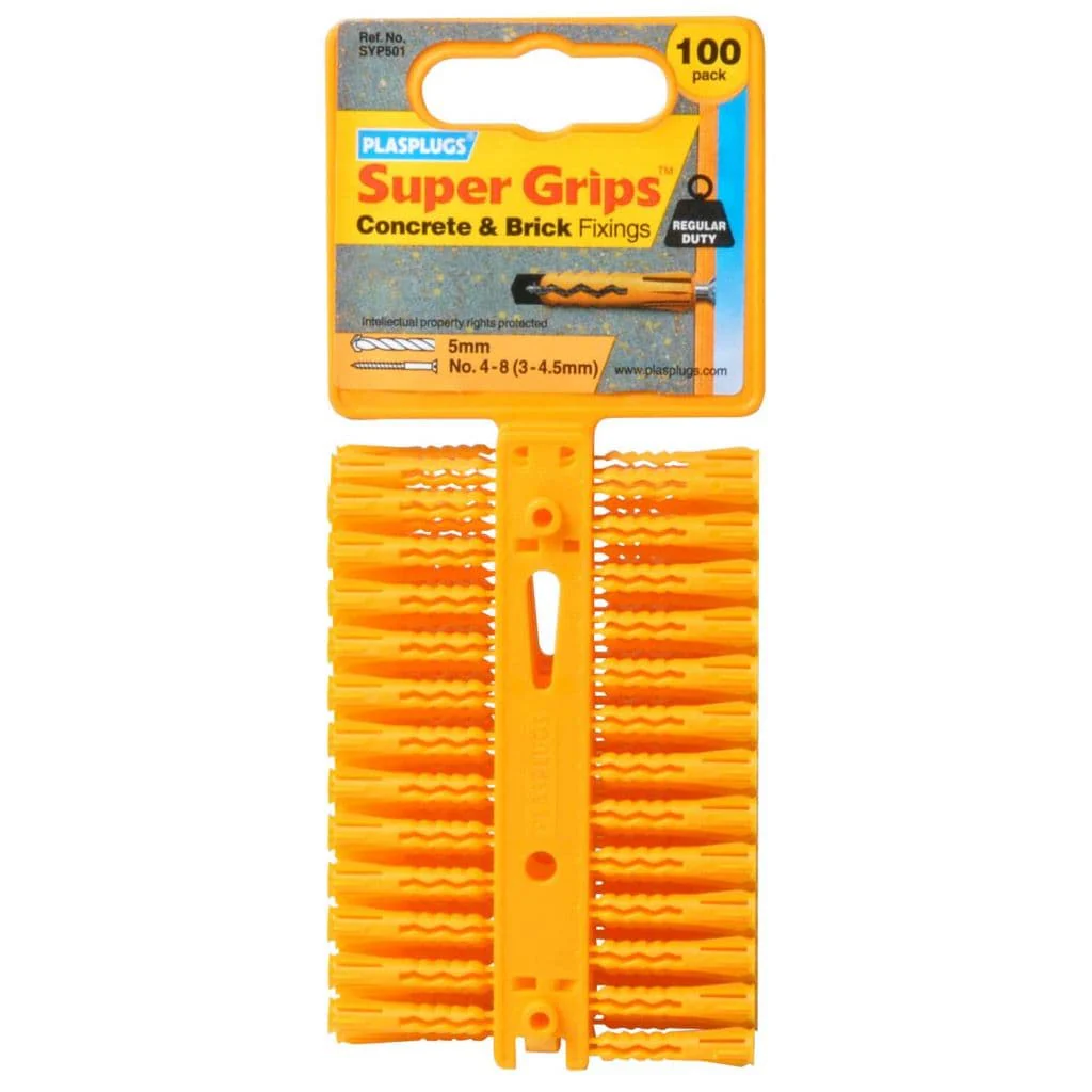 Plasplugs Supergrip Fixings - Yellow - 100 Pack