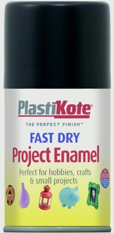 PlastiKote Fast Dry Enamel Aerosol Paint - Flat Black - 100ml