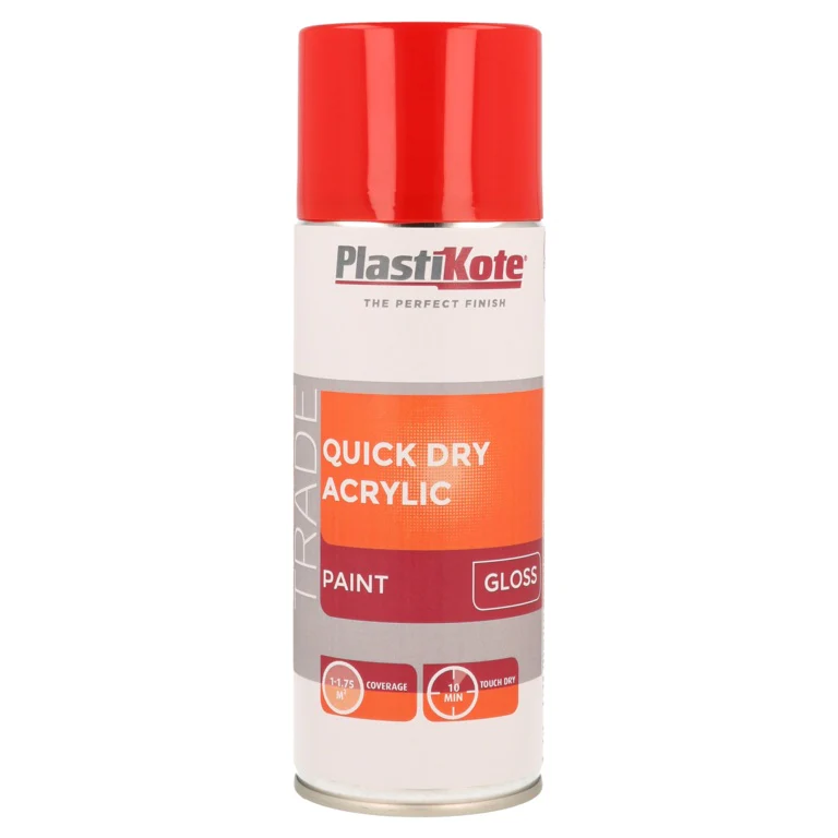 PlastiKote Quick Dry Acrylic Spray 400ml - Red Gloss