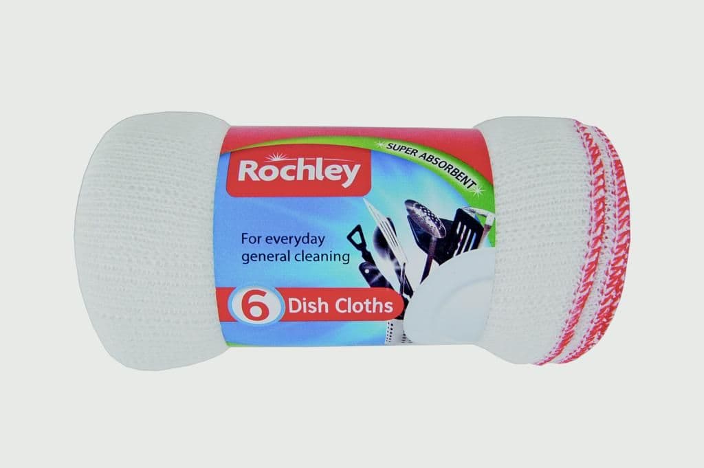 Rochley Bleached Dish Cloths - Roll 6