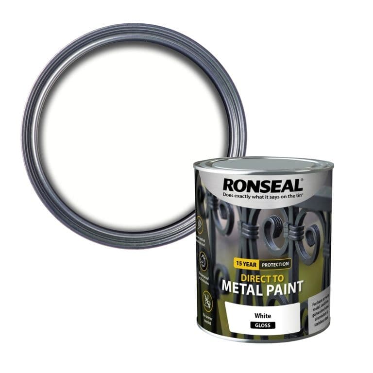 Ronseal Direct To Metal Paint 750ml - White Gloss