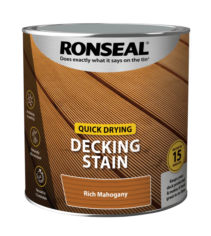 Ronseal Quick Drying Decking Stain 2.5L - Rich Mahogany