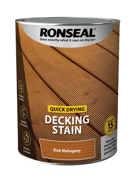 Ronseal Quick Drying Decking Stain 5L - Rich Mahogany