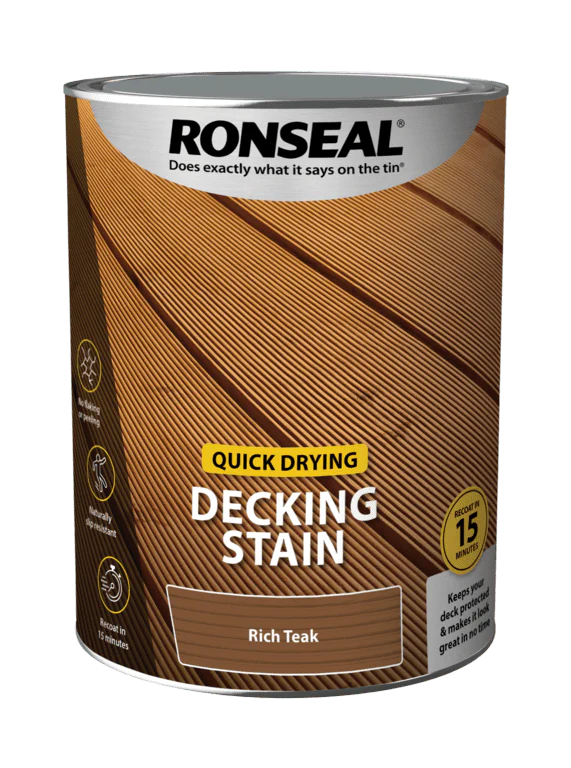 Ronseal Quick Drying Decking Stain 5L - Rich Teak