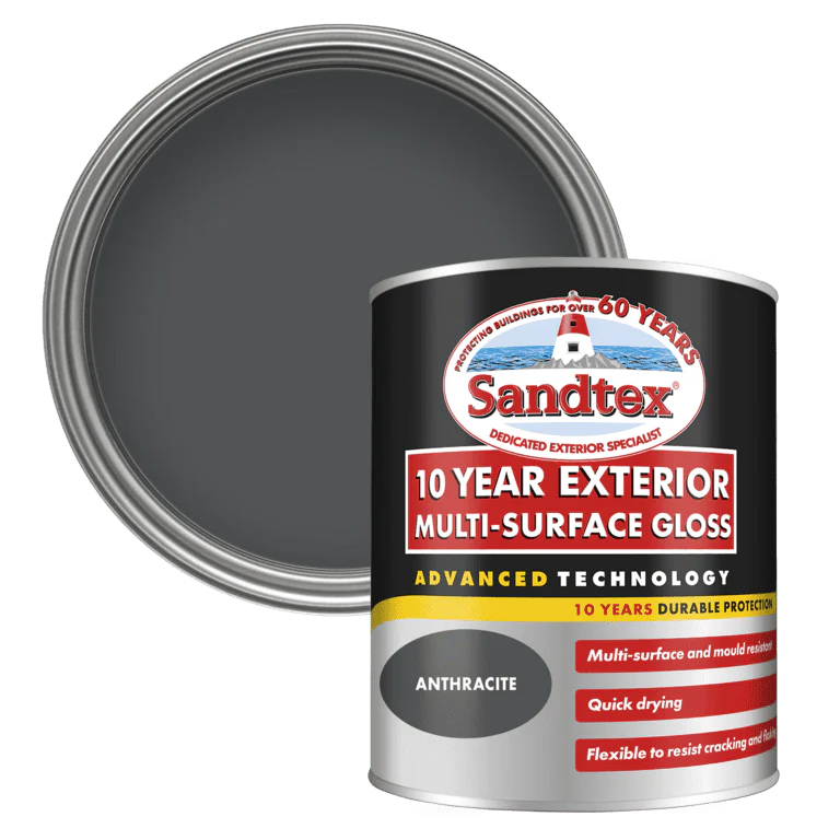 Sandtex 10 Year Exterior Multi Surface Gloss Anthracite - 750ml