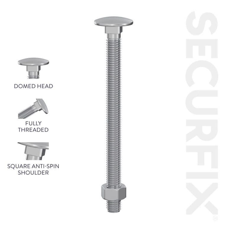 Securfix Carriage Bolt 20 Pack - M6 x 40mm