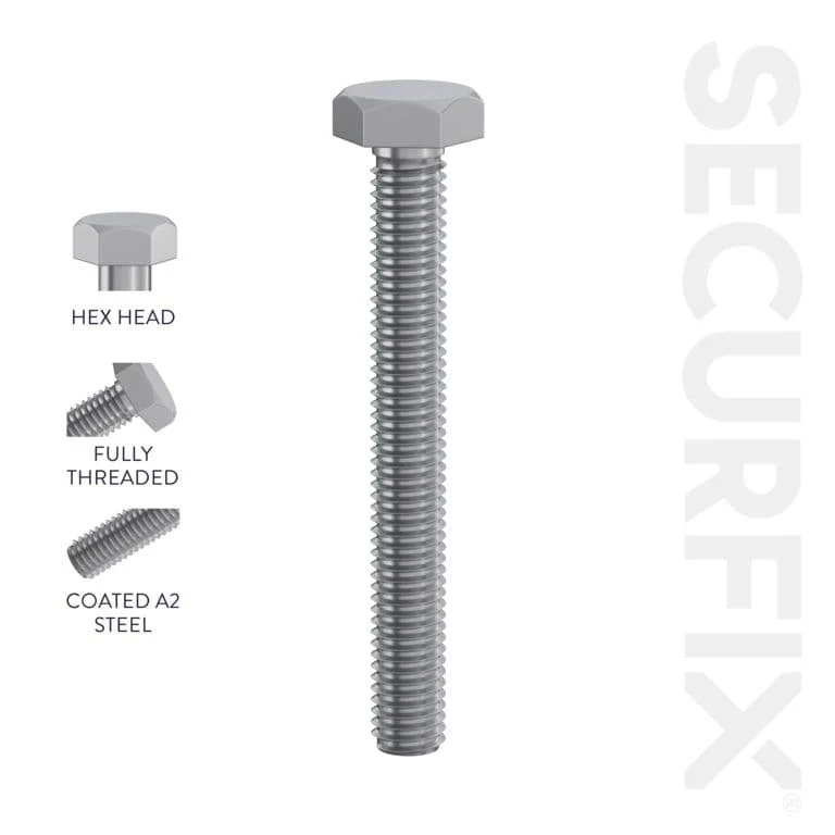 Securfix Hexagon Head Set Screws 100 Pack - M10 x 30mm