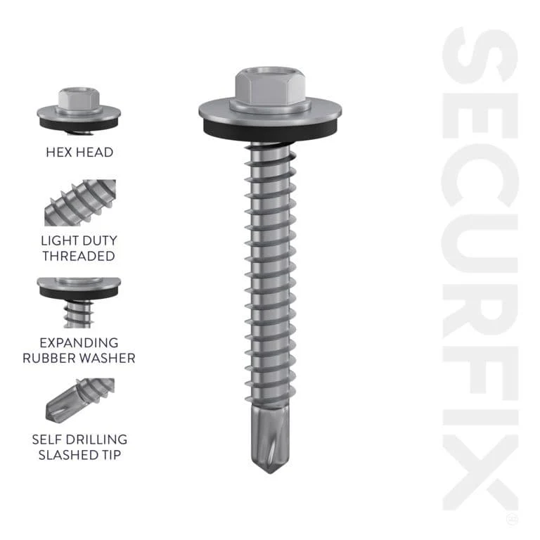 Securfix Self Drilling Roofing Screws - 6.3 x 32mm | Pack of 100 Screws