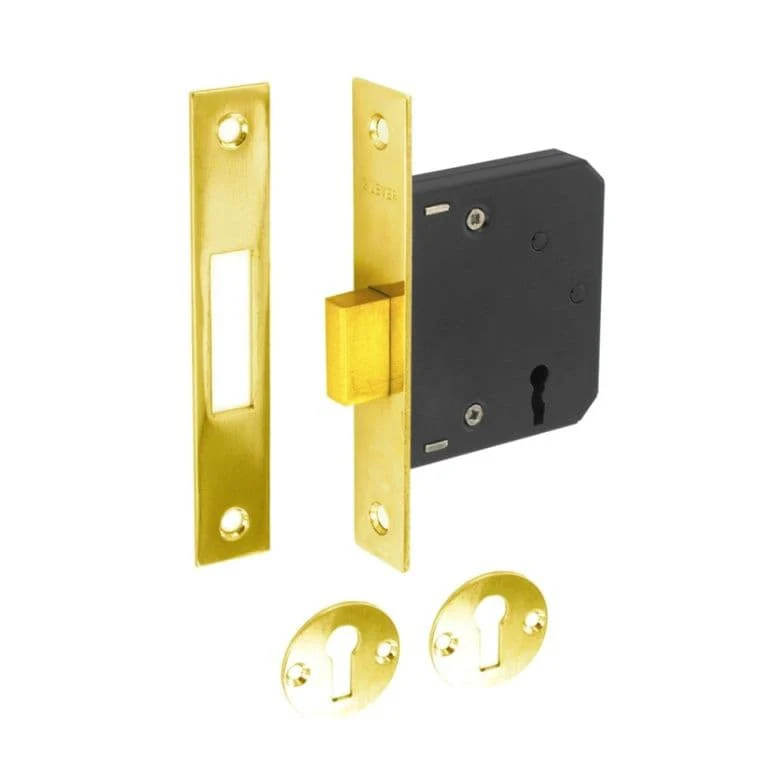 Securit 3 Lever Deadlock Brass Plated - 63mm