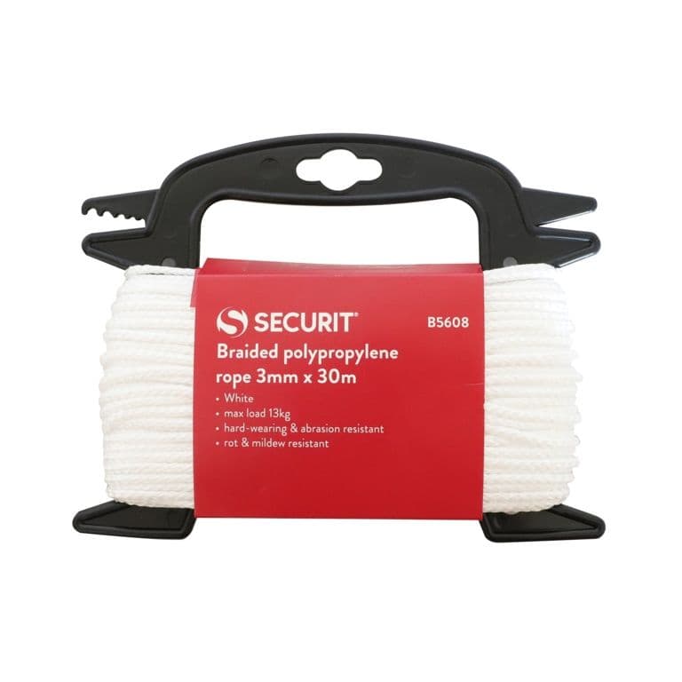 Securit Braided Polypropylene White Rope - 3mm x 30m
