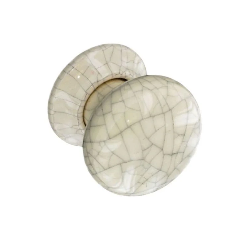 Securit Ceramic Door Knobs Cracked Cream (Pair) - 60mm - Pack of 5