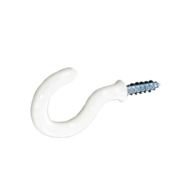 Securit Cup Hooks Plastic Covered White (5) - 32mm