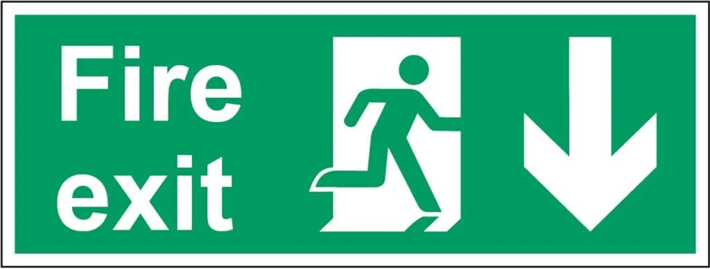 Securit Fire Exit Arrow Down - 400mmx150mm