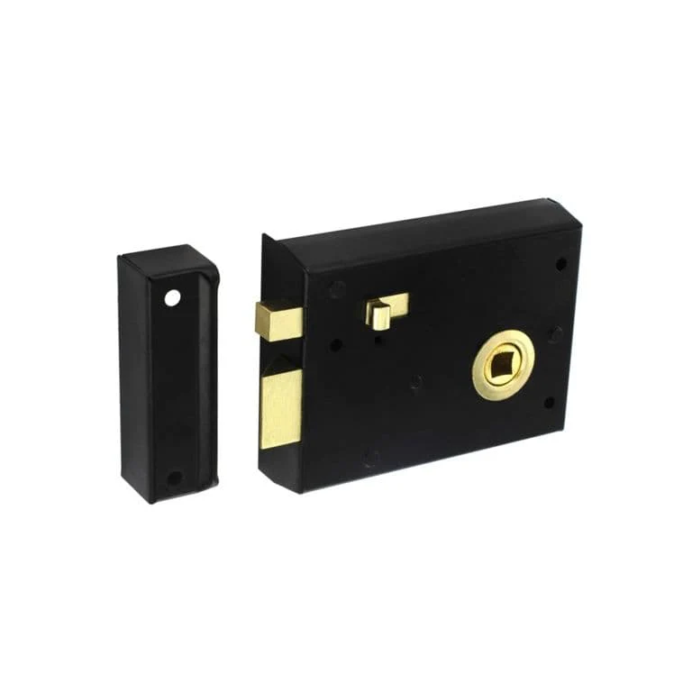 Securit Rim Latch With Snib Black - 100mm