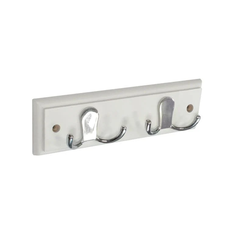 Securit White Hat & Coat Board - 2 Chrome Plated Double Hooks