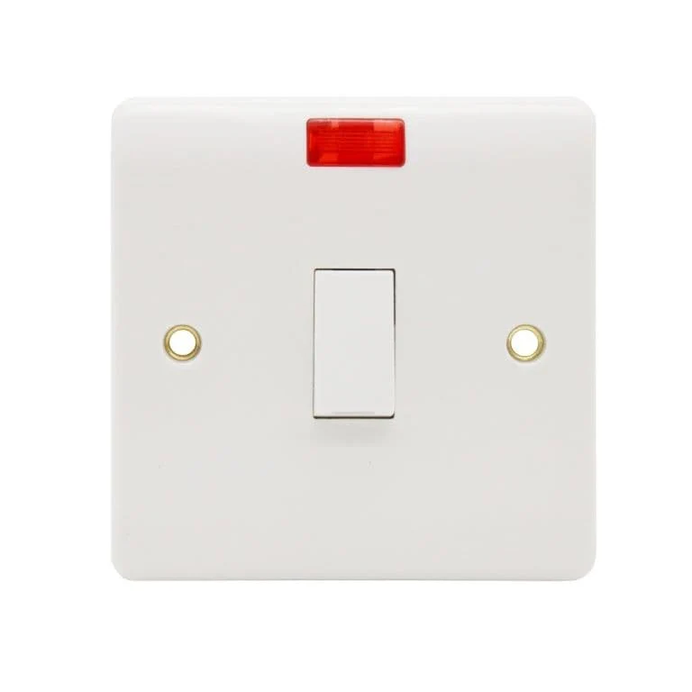 Securlec 1 Gang Double Pole Switch & Pilot Light - 20 Amp