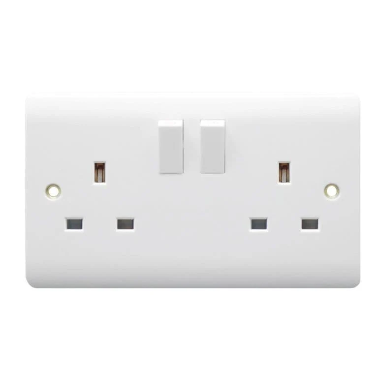 Securlec 2 Gang Switched Socket Double Pole - 13A