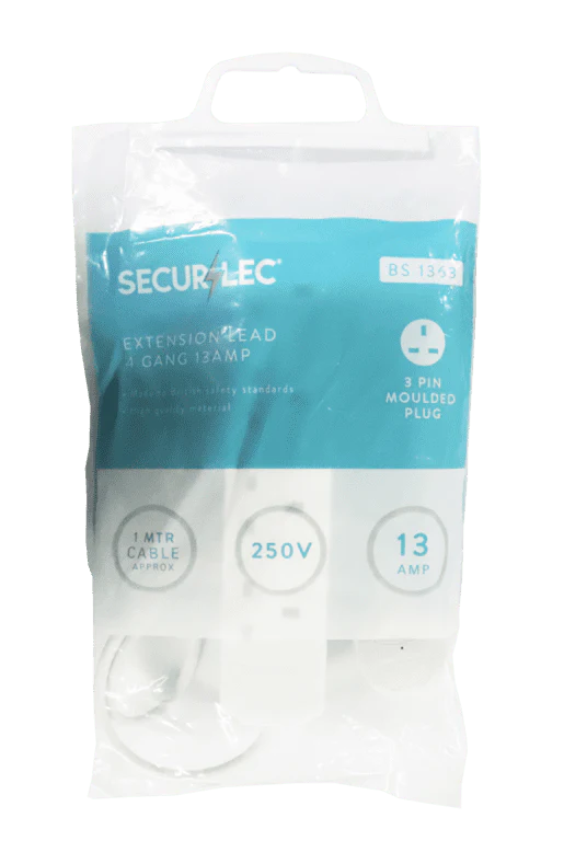 Securlec 4 Gang Extension Lead - 1m 13 Amp