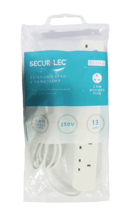 Securlec 6 Gang Extension Lead - 2m 13 Amp