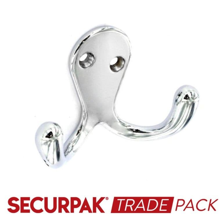 Securpak Dbl Robe Hook Cp 70mm - 5 Pack