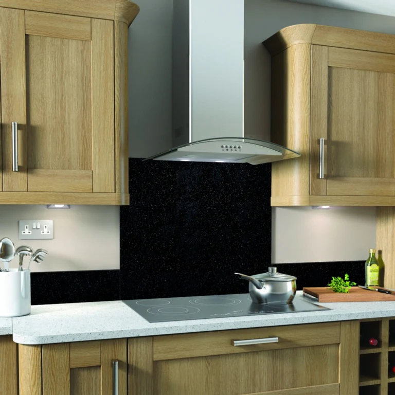 SP Glass Splashback 600 x 750mm - Black Galaxy