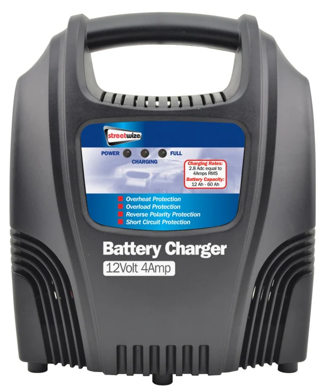 Streetwize Battery Charger - Plastic Cased - 12V/4Amp