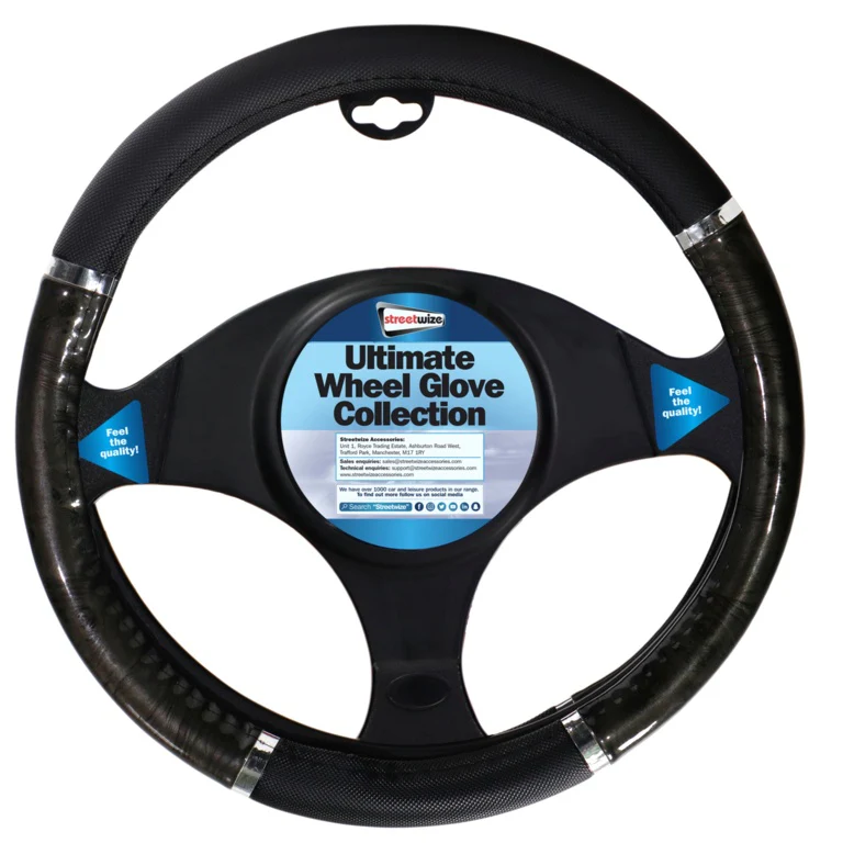 Streetwize Steering Wheel Glove - Black/Grey Metallic Effect