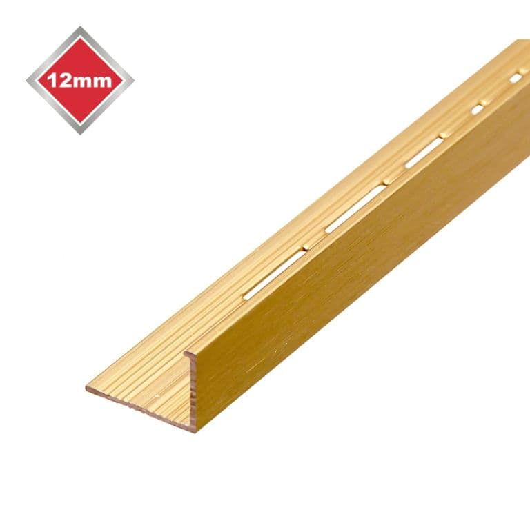 Tile Rite Matt Brushed Gold Effect Metal Tile Trim L Profile - 12mm x 2.44m